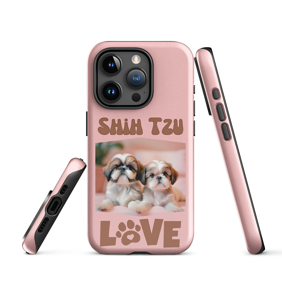 Thumbnail: Tough Case for iPhone® Shih Tzu Puppy Love with Pink Background