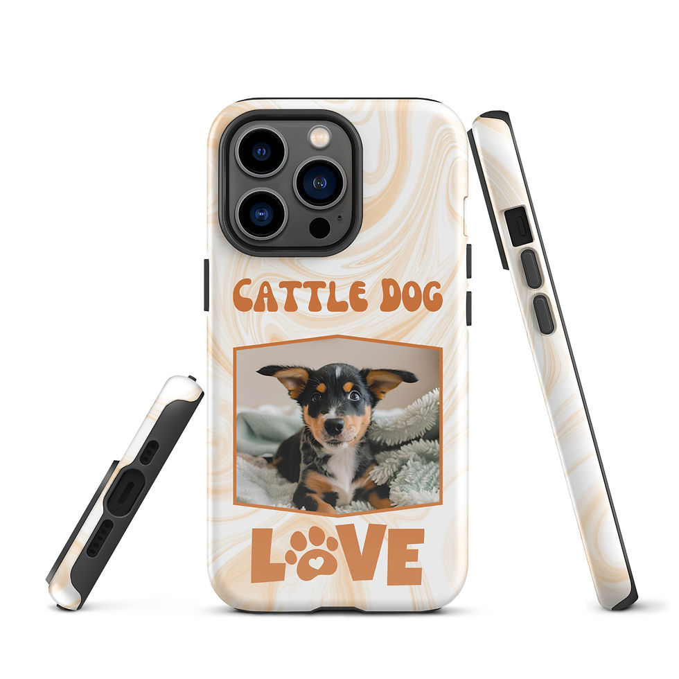 Thumbnail: Tough Case for iPhone® Cattle Dog Puppy with Orange Swirl Background