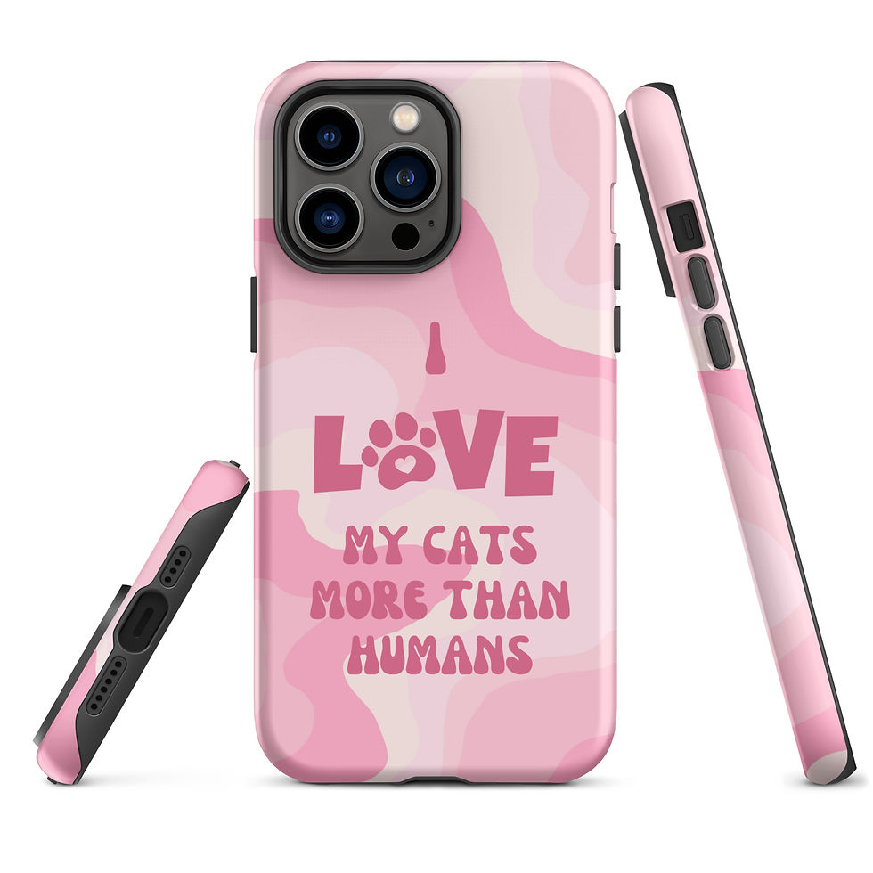 Thumbnail: Tough Case for iPhone® I Love my Cats More than Humans Pink Background