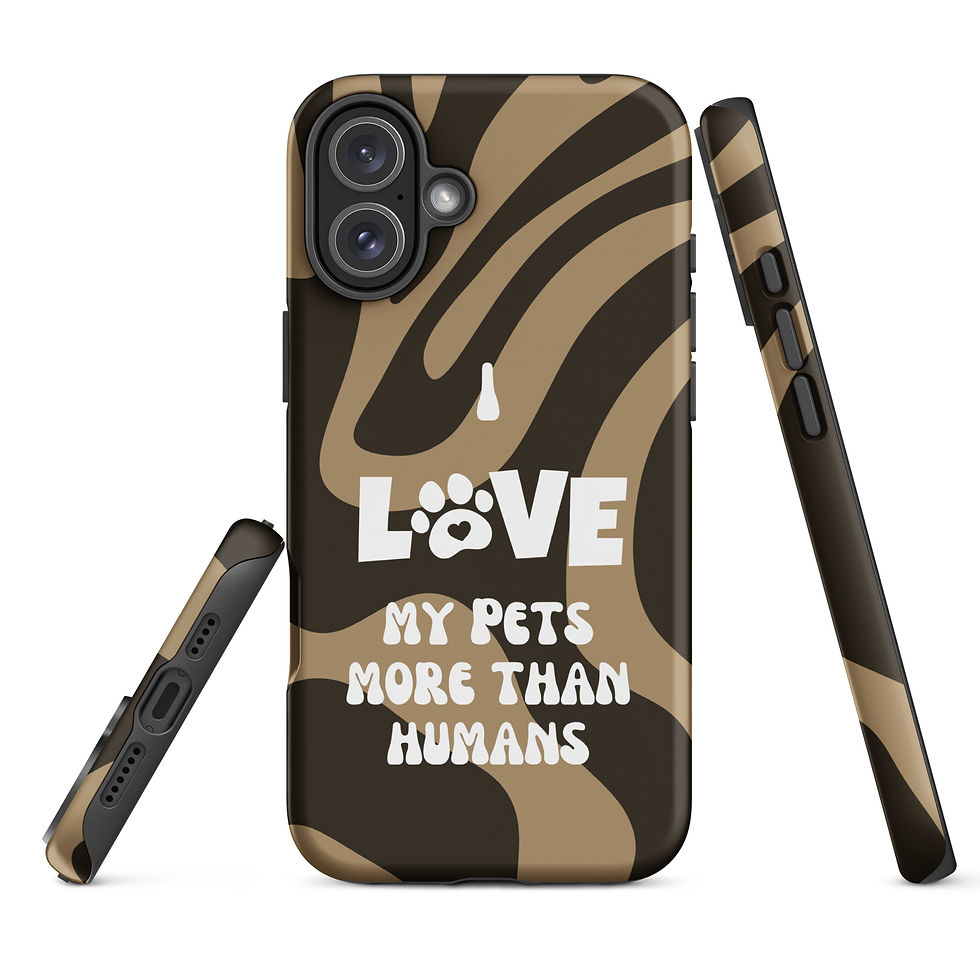 Thumbnail: Tough Case for iPhone® I Love My Pets More Than Humans Brown Background