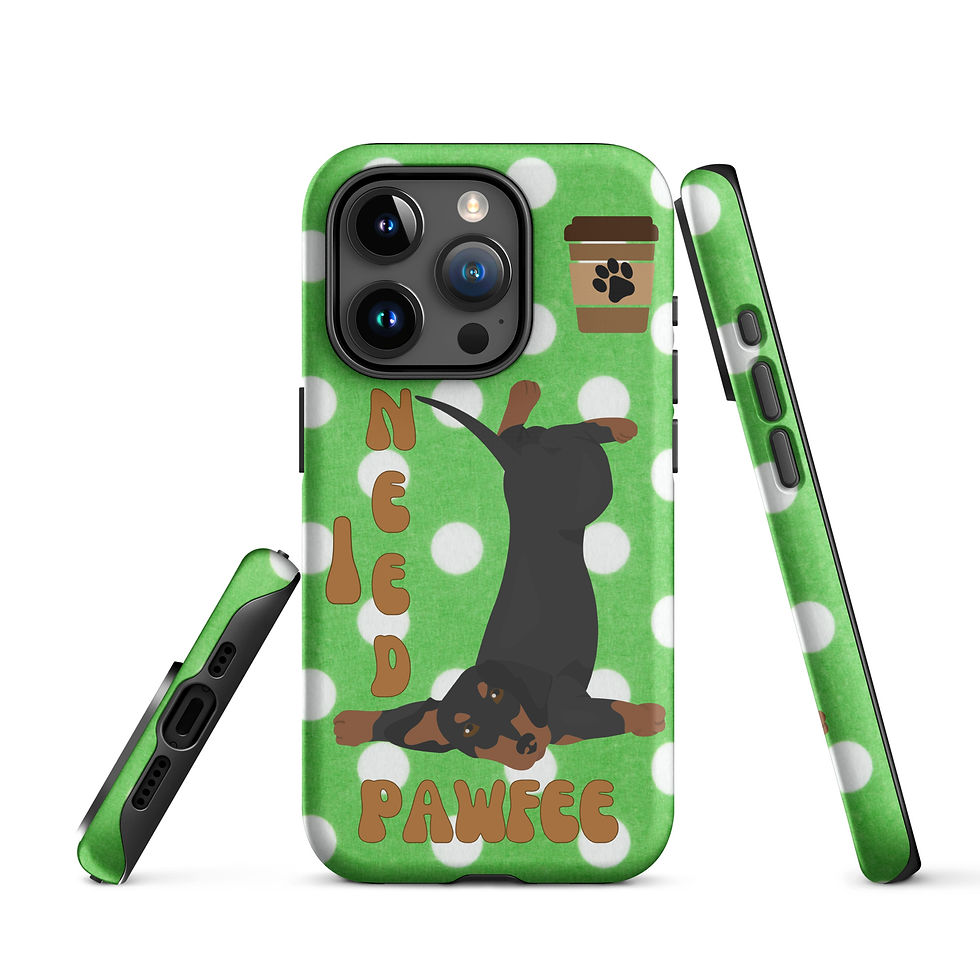 Thumbnail: Tough Case for iPhone® I need Pawfee Pup with Green Polka Dot Background