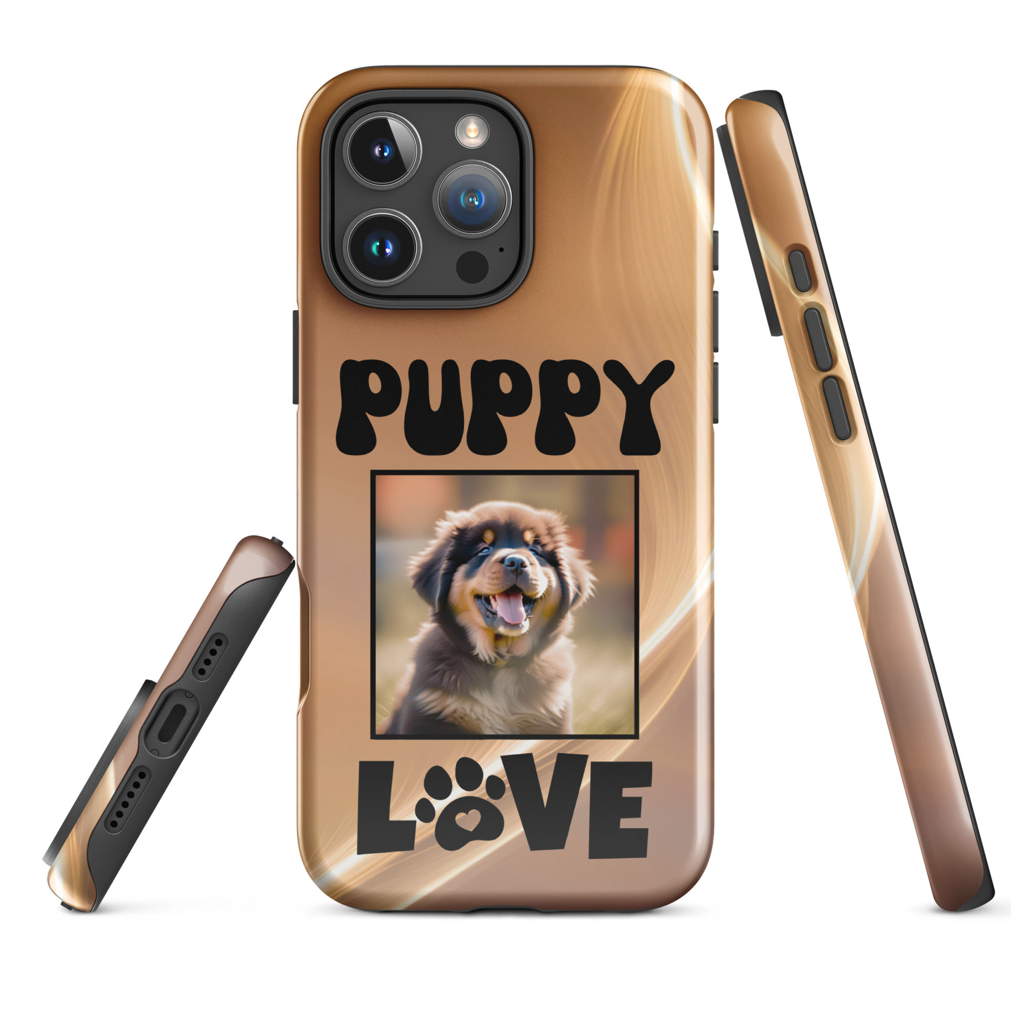 Tough Case for iPhone® Mastiff Puppy Love with Golden Orange Background