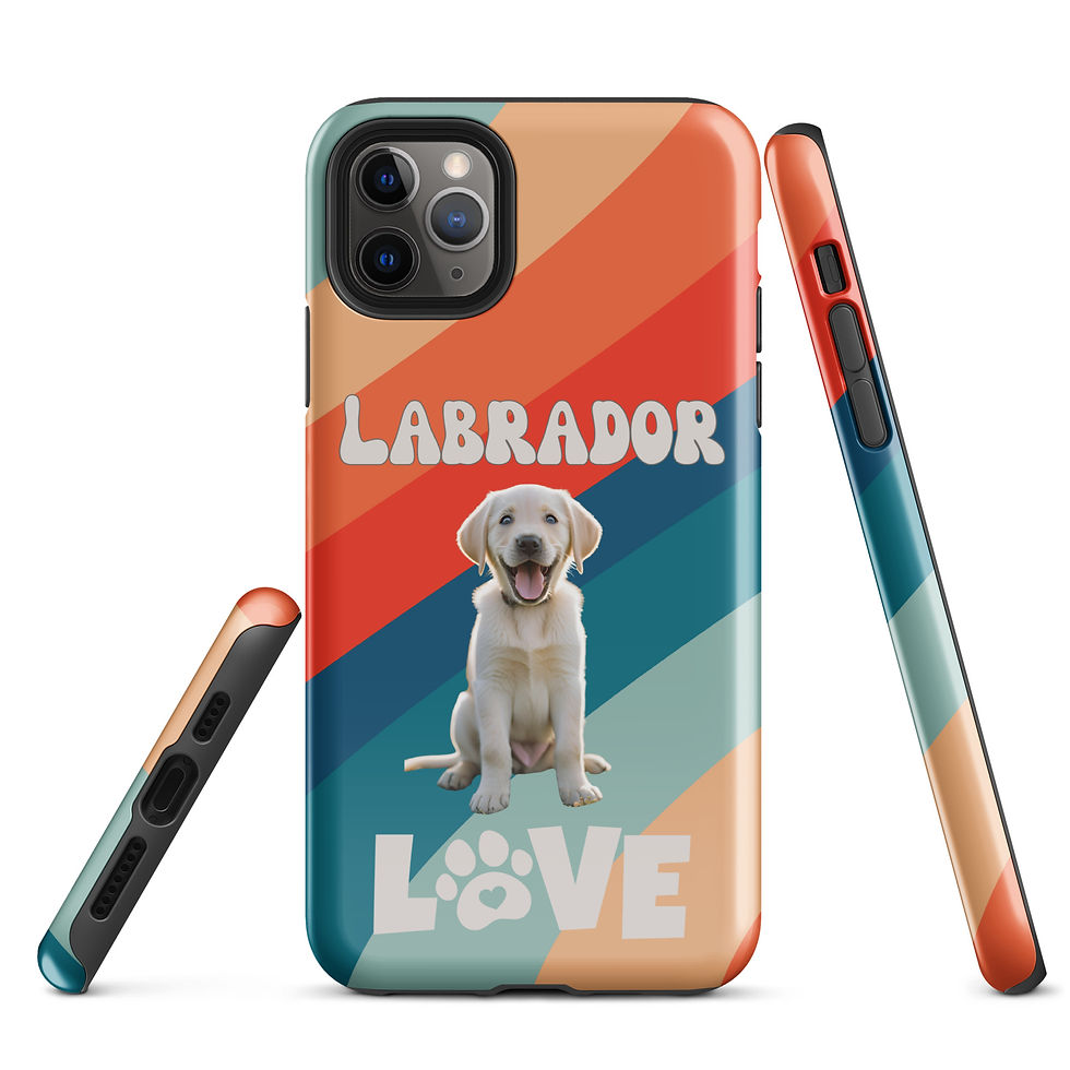 Thumbnail: Tough Case for iPhone® Labrador Love With Retro Background