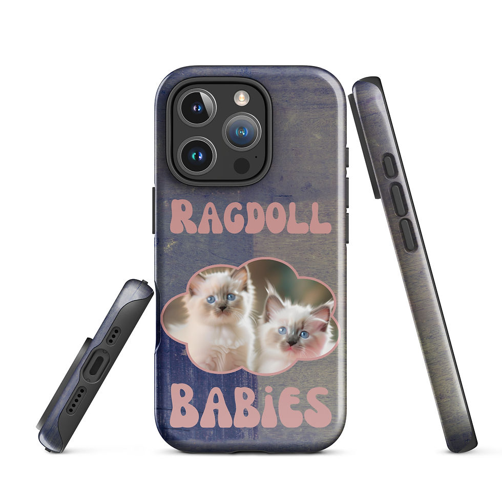 Thumbnail: Tough Case for iPhone® Ragdoll Baby Blue Eyed Kittens with Blue Background