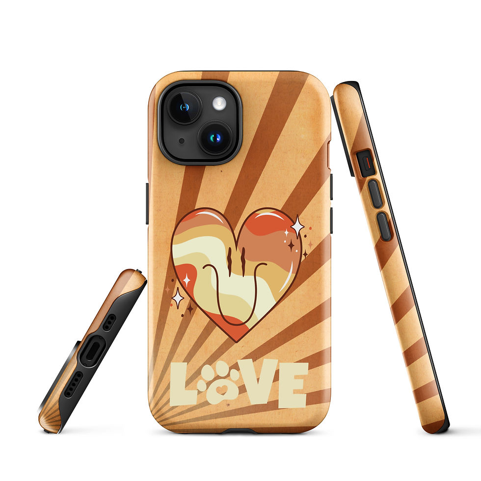 Thumbnail: Tough Case for iPhone® Golden Groovy Heart with Love Paw Print