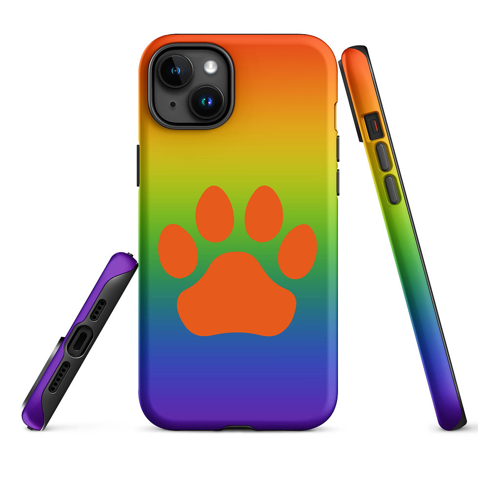 Thumbnail: Tough Case for iPhone® Pawprint with Bright Rainbow Background