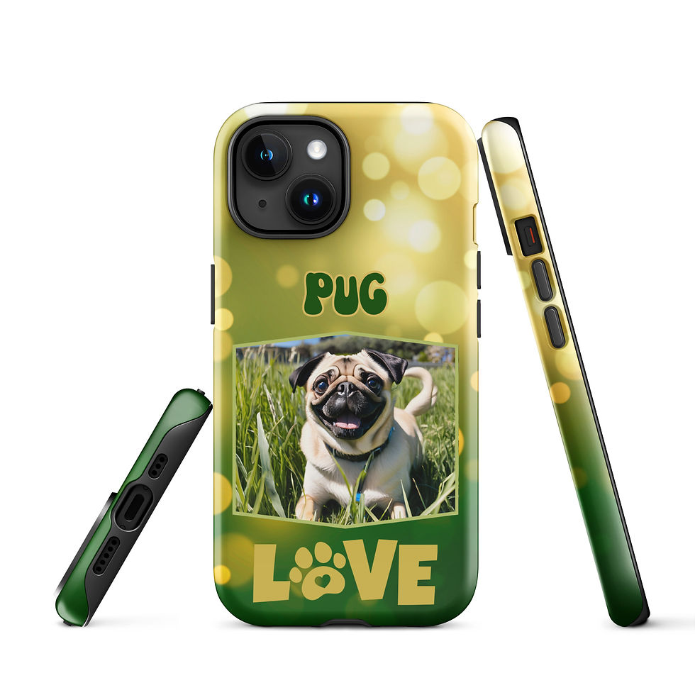 Thumbnail: Tough Case for iPhone® Pug Puppy with Yellow and Green Bubble Background