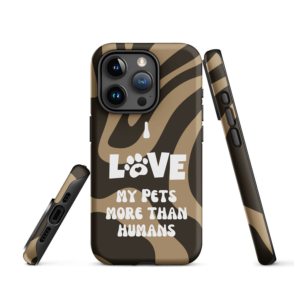 Thumbnail: Tough Case for iPhone® I Love My Pets More Than Humans Brown Background