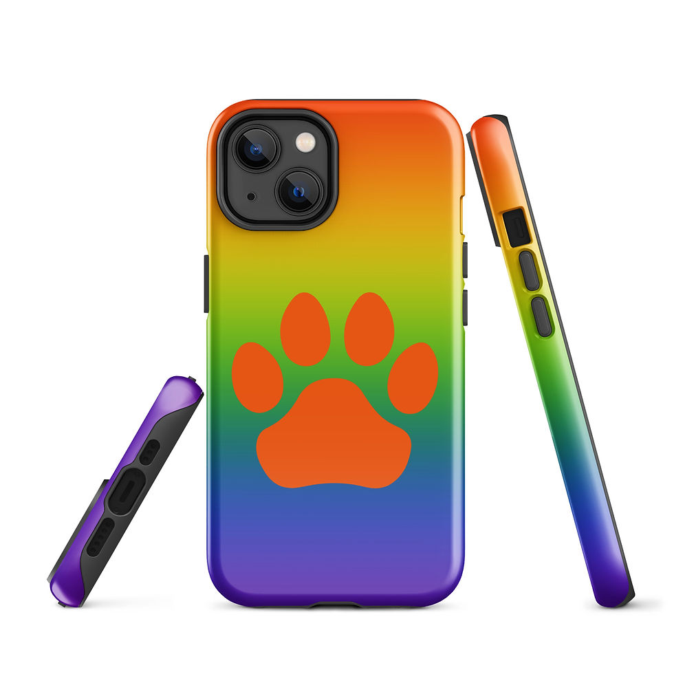 Thumbnail: Tough Case for iPhone® Pawprint with Bright Rainbow Background