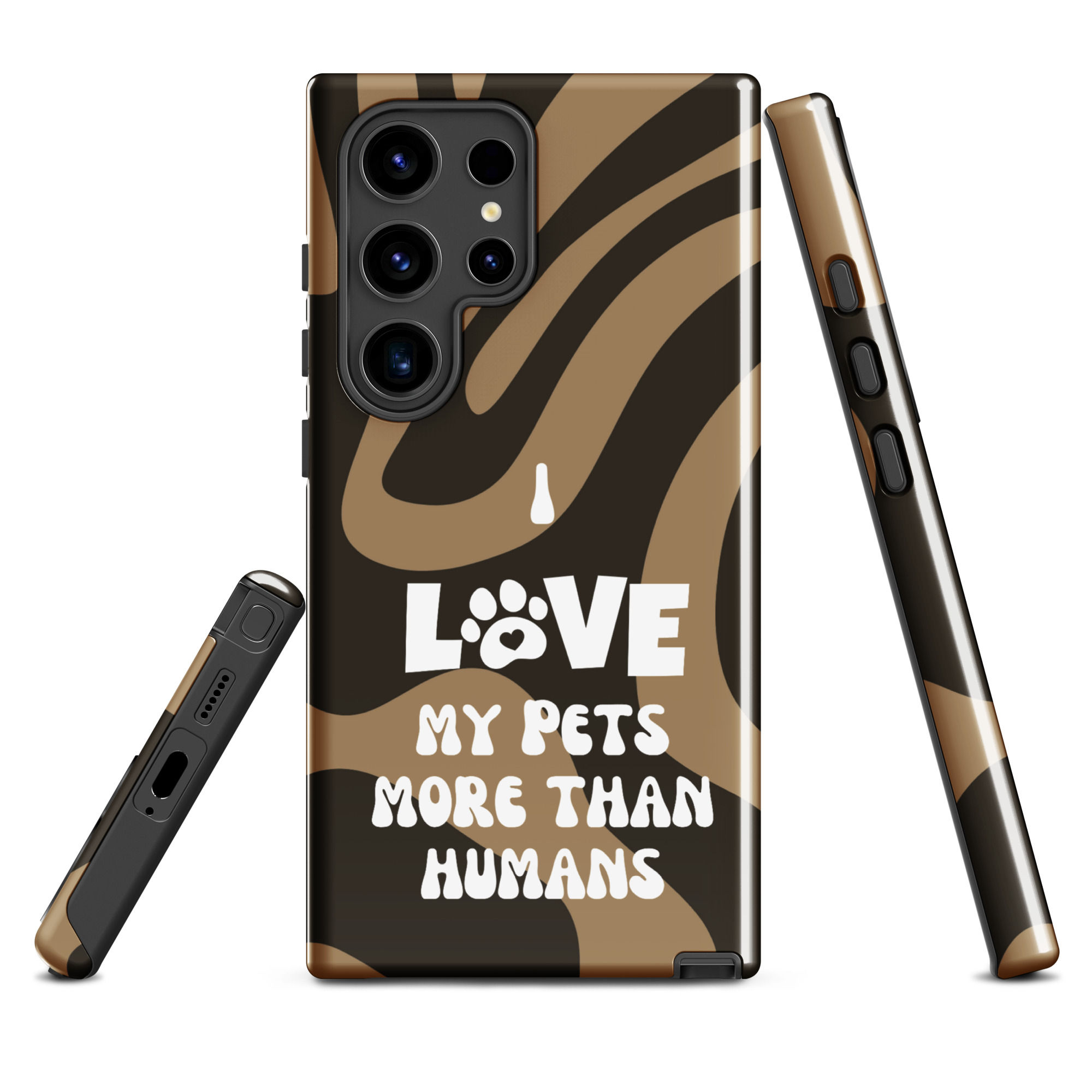 Tough case for Samsung® I Love My Pets More Than Humans Brown Background