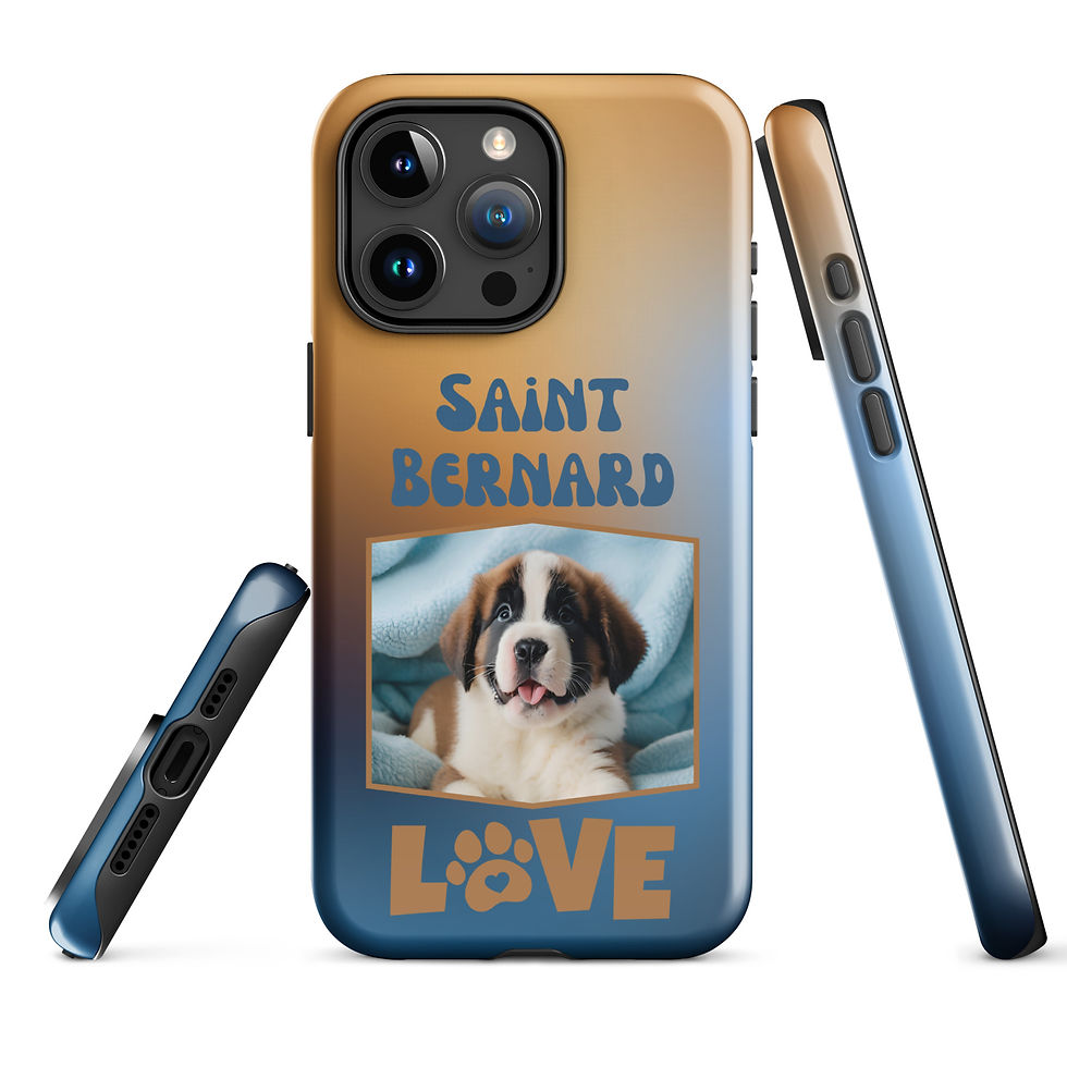 Thumbnail: Tough Case for iPhone® Saint Bernard Love Blue and Orange Gradient Background