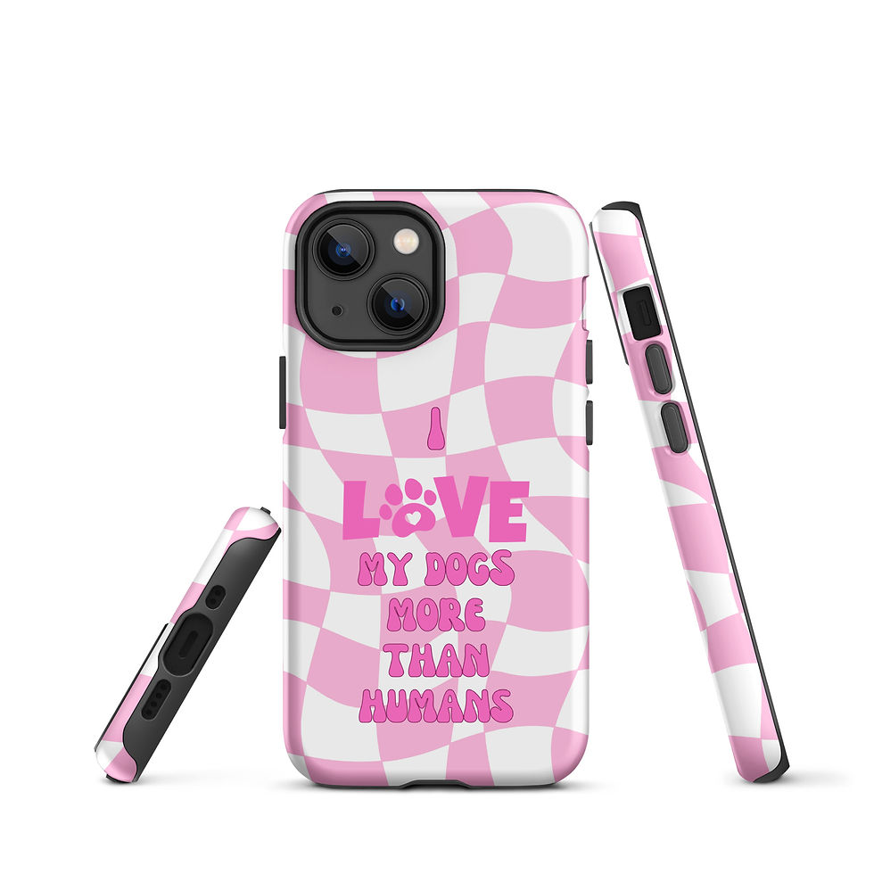 Thumbnail: Tough Case for iPhone® I Love My Dogs More Than Humans Checker Background