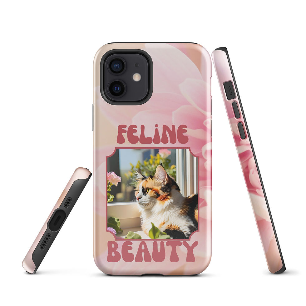 Thumbnail: Tough Case for iPhone® Feline Beauty Cat with Pink Flower Background