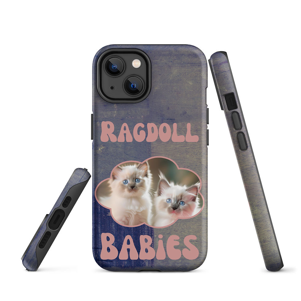 Thumbnail: Tough Case for iPhone® Ragdoll Baby Blue Eyed Kittens with Blue Background