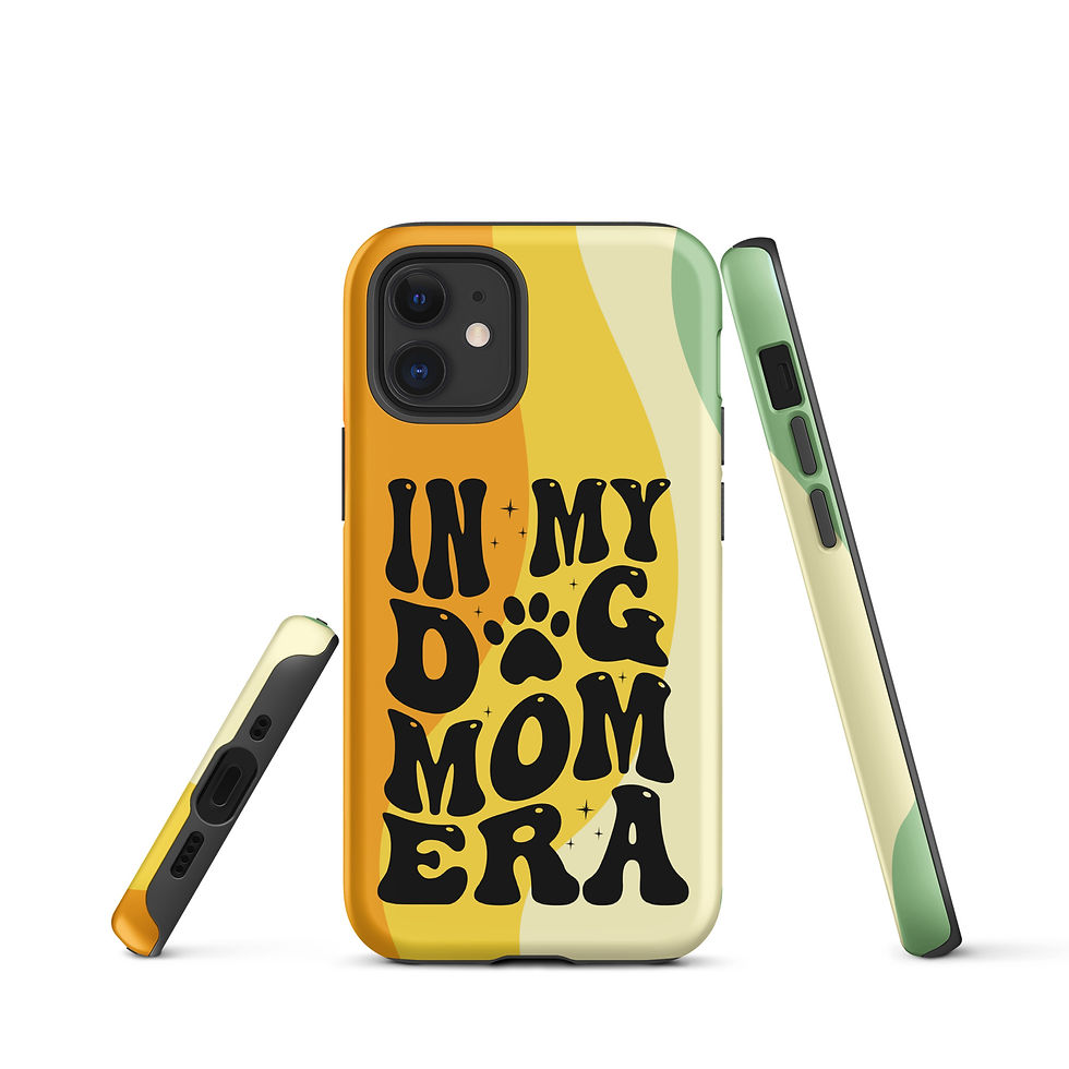 Thumbnail: Tough Case for iPhone® In my Dog Mom Era Retro Orange, Yellow, Green, Background