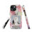 Thumbnail: Tough Case for iPhone® Cat Vibes Multicolor Cat w/ Retro Paper Flower Background