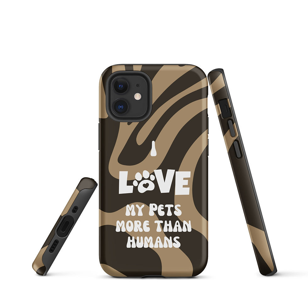 Thumbnail: Tough Case for iPhone® I Love My Pets More Than Humans Brown Background