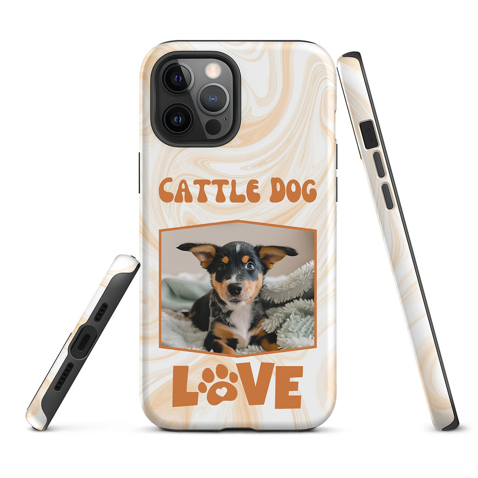 Thumbnail: Tough Case for iPhone® Cattle Dog Puppy with Orange Swirl Background