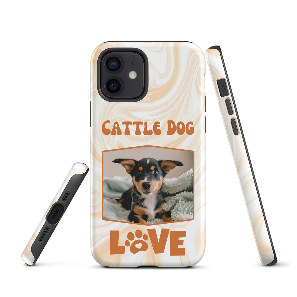 Thumbnail: Tough Case for iPhone® Cattle Dog Puppy with Orange Swirl Background