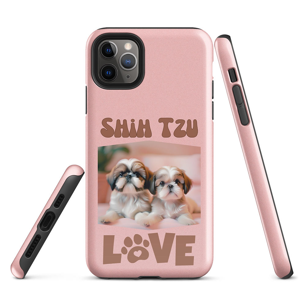 Thumbnail: Tough Case for iPhone® Shih Tzu Puppy Love with Pink Background