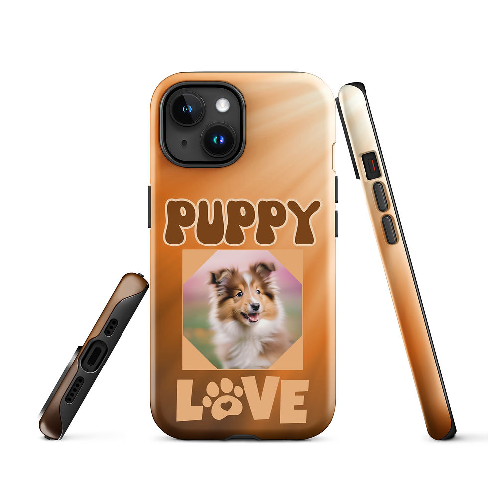 Thumbnail: Tough Case for iPhone® Sheltie Love with Sunray Background