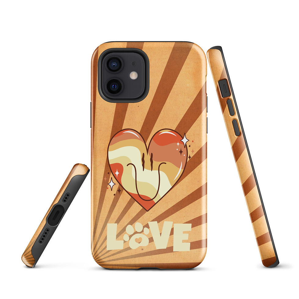 Thumbnail: Tough Case for iPhone® Golden Groovy Heart with Love Paw Print