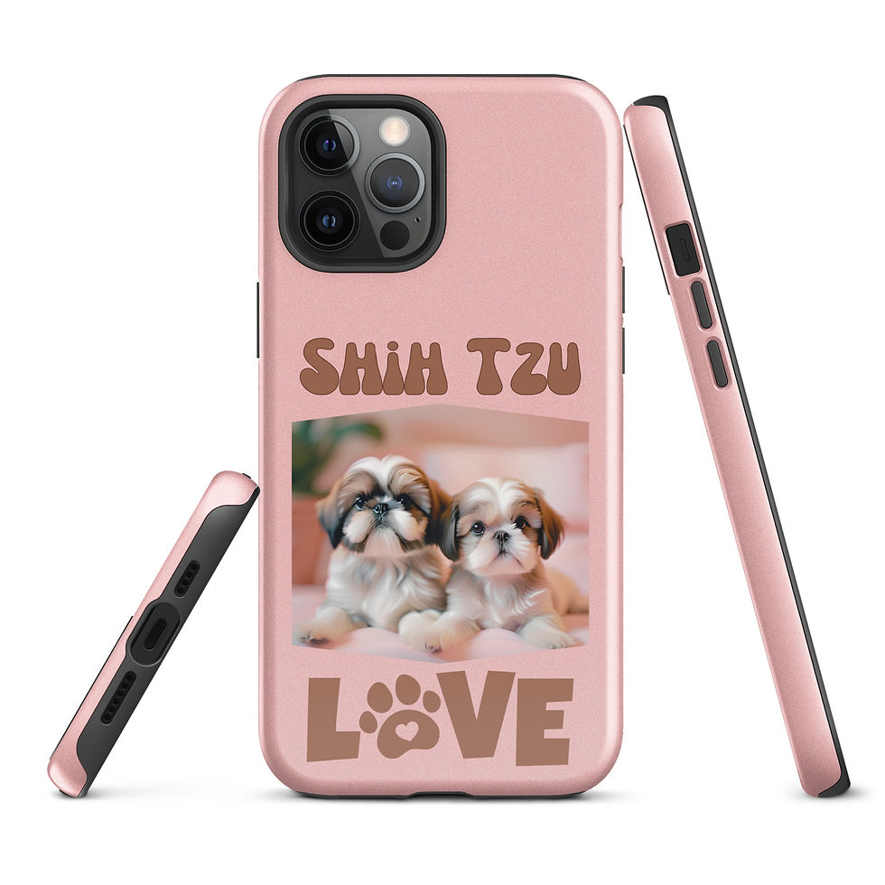 Thumbnail: Tough Case for iPhone® Shih Tzu Puppy Love with Pink Background