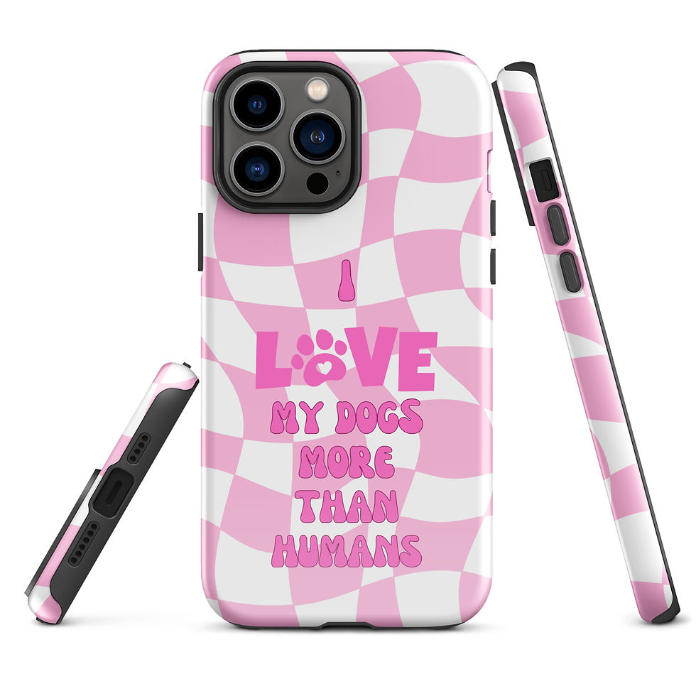 Thumbnail: Tough Case for iPhone® I Love My Dogs More Than Humans Checker Background