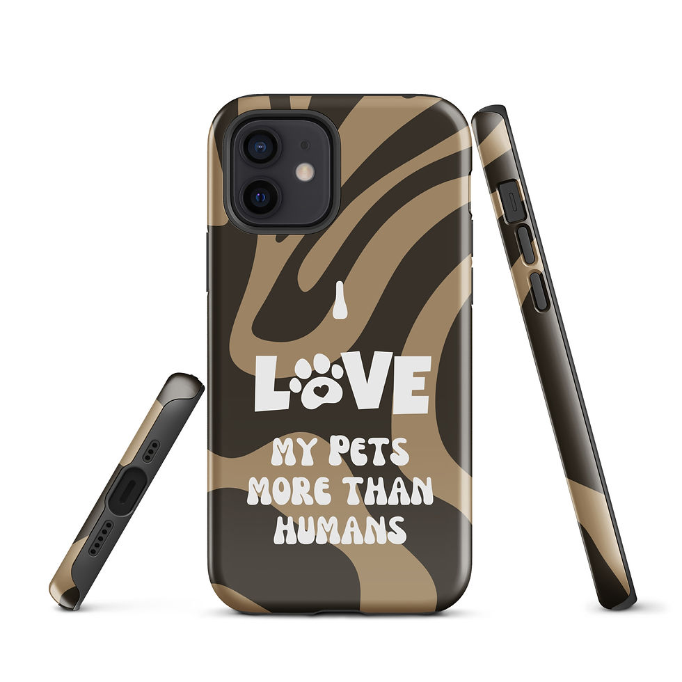 Thumbnail: Tough Case for iPhone® I Love My Pets More Than Humans Brown Background