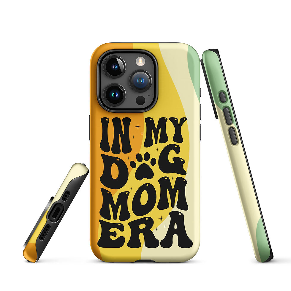 Thumbnail: Tough Case for iPhone® In my Dog Mom Era Retro Orange, Yellow, Green, Background