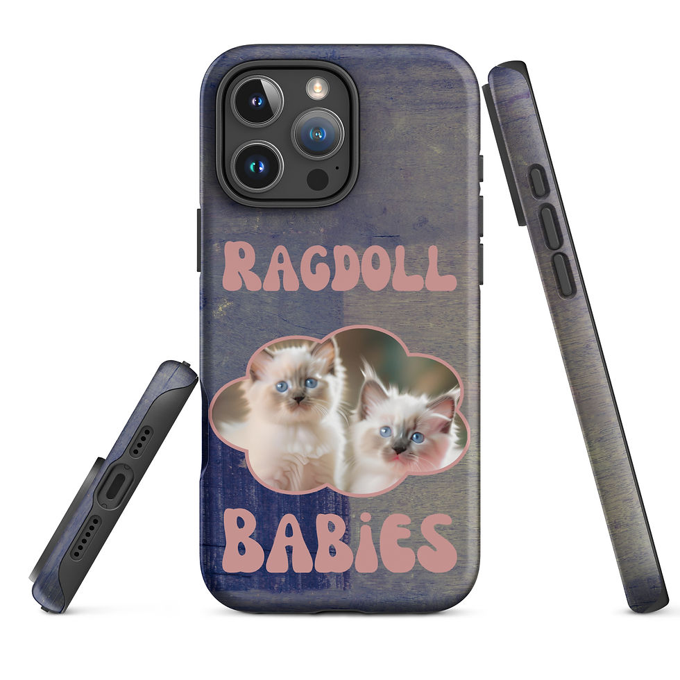 Thumbnail: Tough Case for iPhone® Ragdoll Baby Blue Eyed Kittens with Blue Background