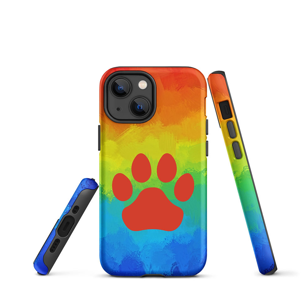 Thumbnail: Tough Case for iPhone® Paw Print with Stain Glass Bright Background