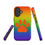 Thumbnail: Tough Case for iPhone® Pawprint with Bright Rainbow Background