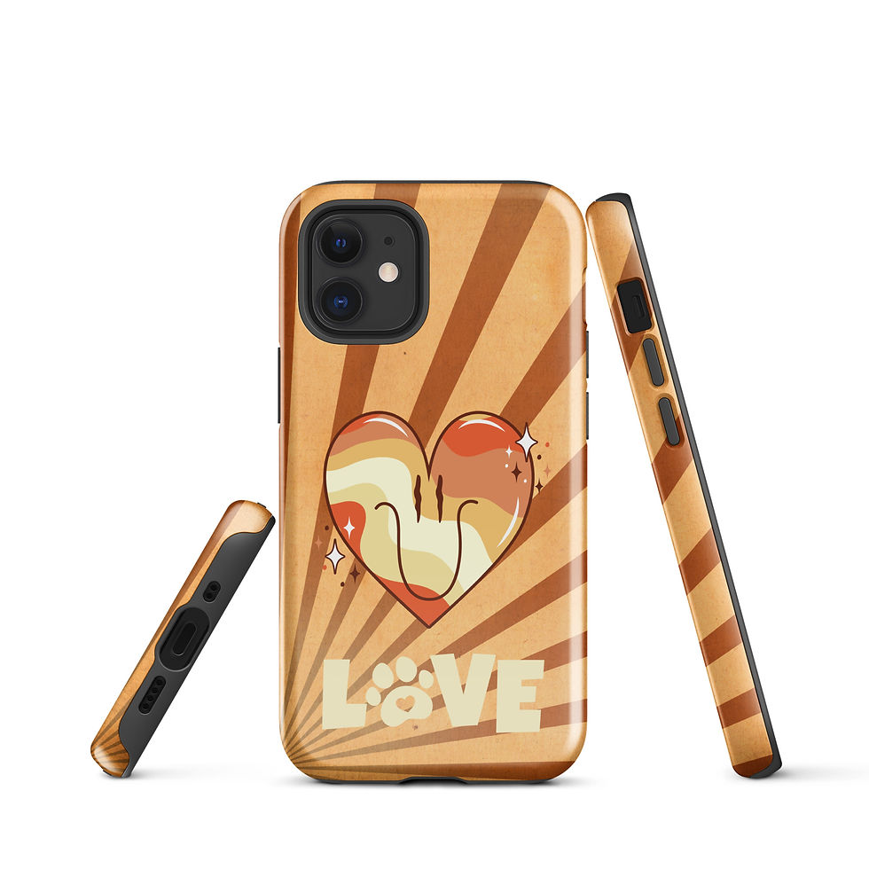 Thumbnail: Tough Case for iPhone® Golden Groovy Heart with Love Paw Print