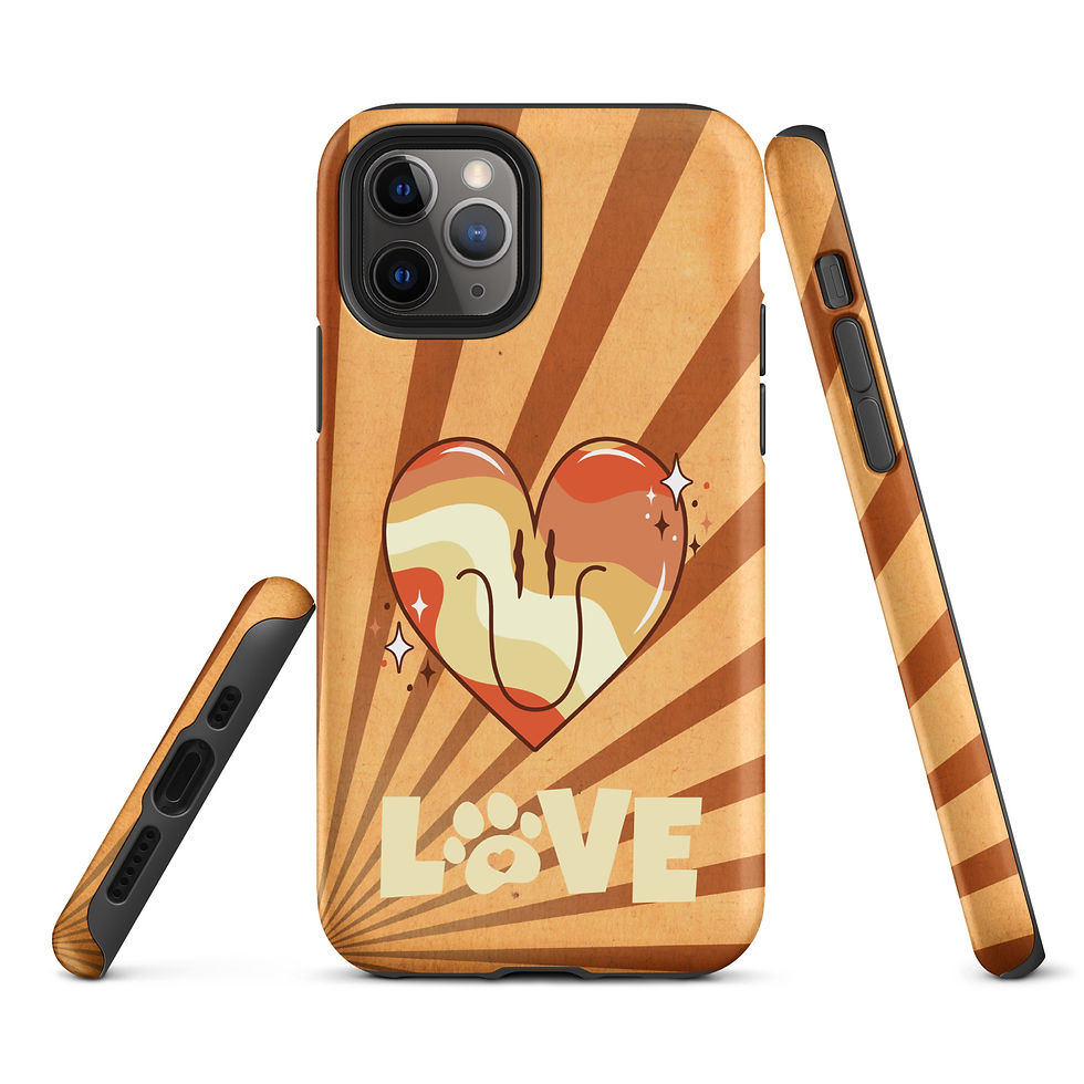 Thumbnail: Tough Case for iPhone® Golden Groovy Heart with Love Paw Print