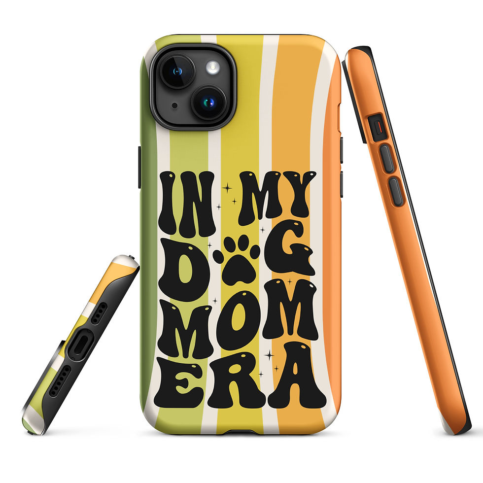 Thumbnail: Tough Case for iPhone® In my Dog Mom Era Retro Stripe Background