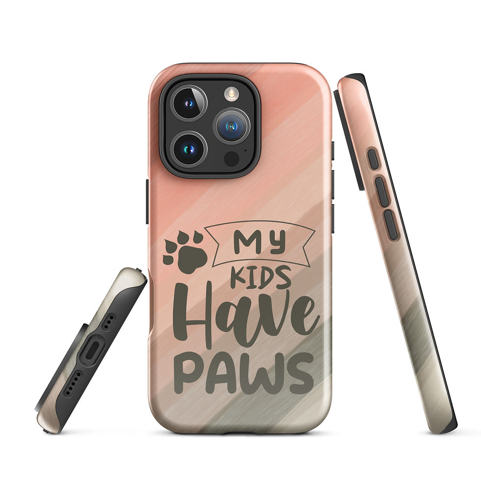 Thumbnail: Tough Case for iPhone® My Kids Have Paws Pink and Green Background
