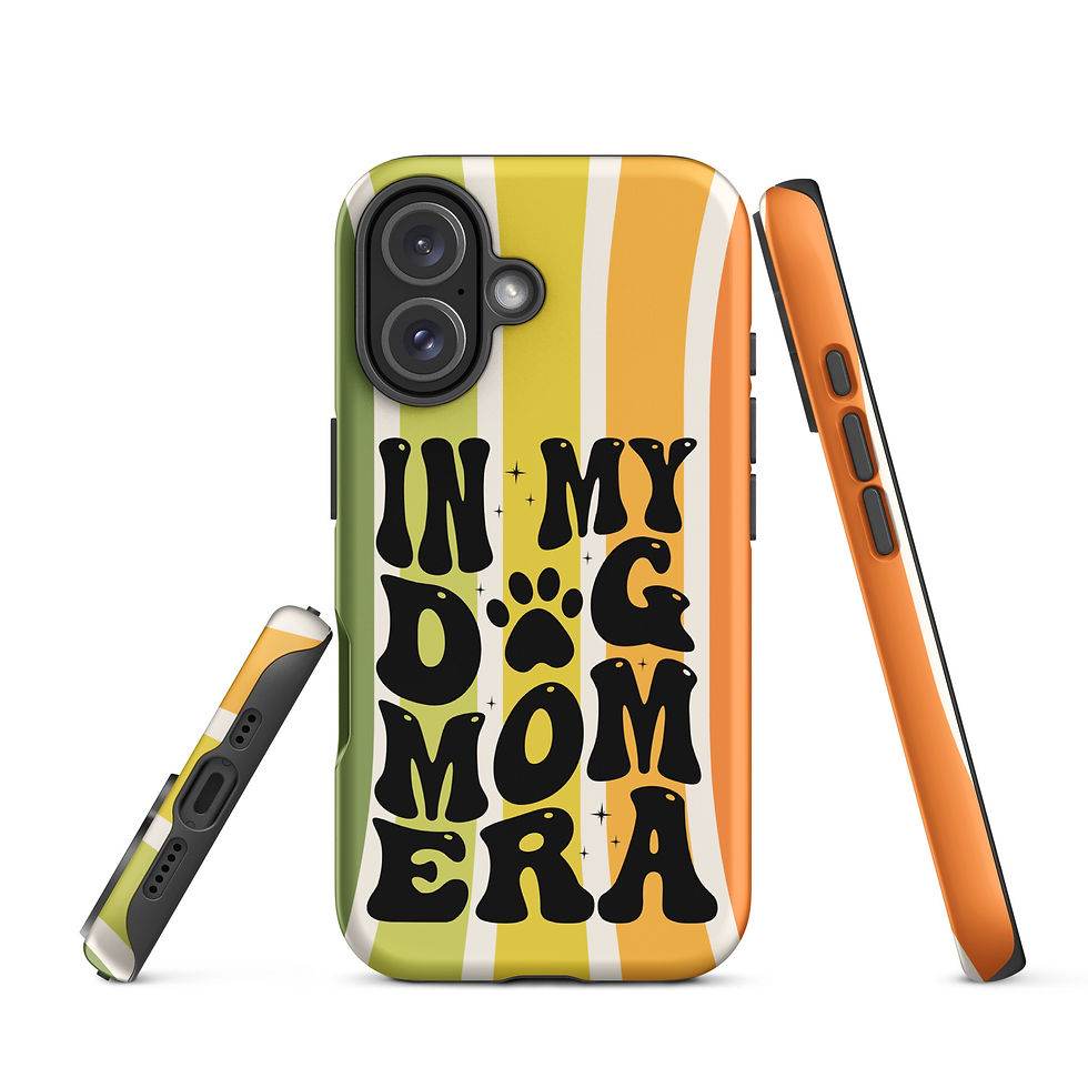 Thumbnail: Tough Case for iPhone® In my Dog Mom Era Retro Stripe Background