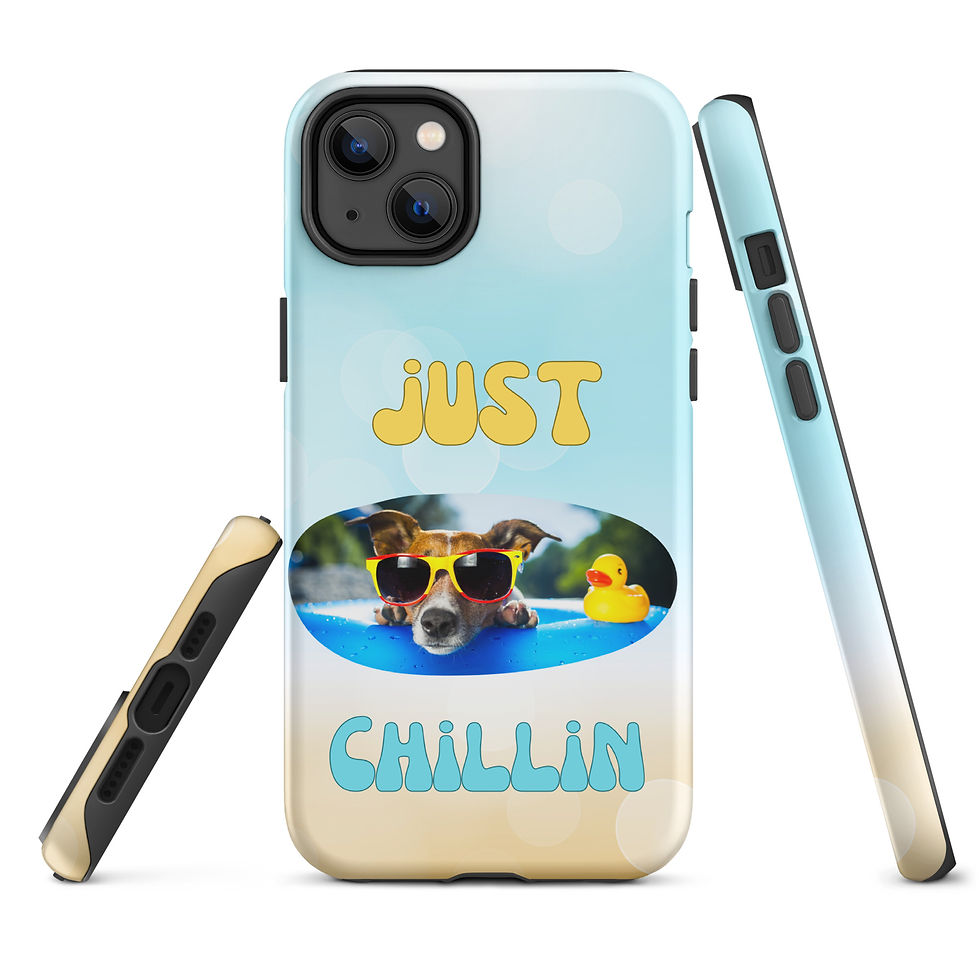 Thumbnail: Tough Case for iPhone® Dog Chillin in a Floatie with Rubber Ducky Friend