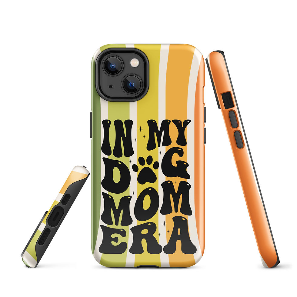 Thumbnail: Tough Case for iPhone® In my Dog Mom Era Retro Stripe Background