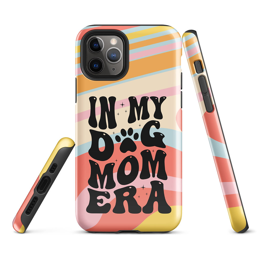 Thumbnail: Tough Case for iPhone® In my Dog Mom Era Retro Groovy Background