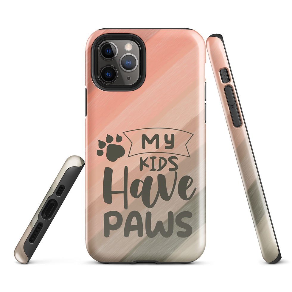 Thumbnail: Tough Case for iPhone® My Kids Have Paws Pink and Green Background