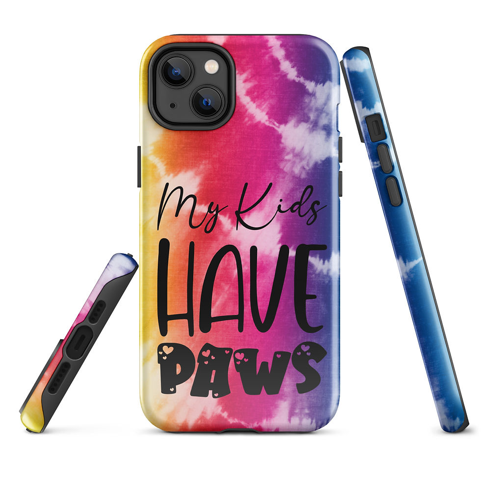 Thumbnail: Tough Case for iPhone® My Kids Have Paws Tie Dye Background