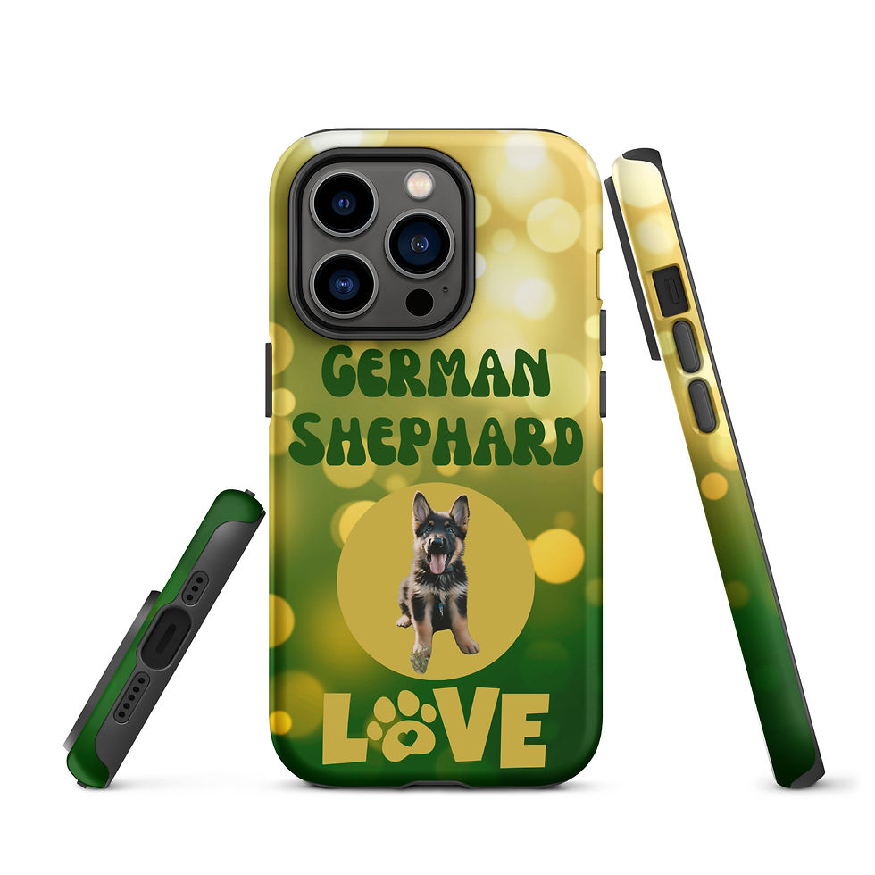 Thumbnail: Tough Case for iPhone® German Shephard Puppy Love with Bubbles Background