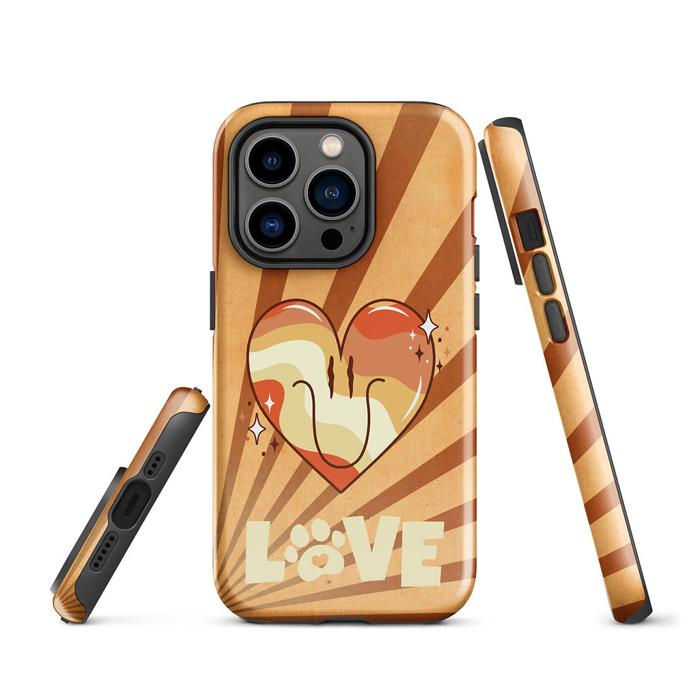 Thumbnail: Tough Case for iPhone® Golden Groovy Heart with Love Paw Print
