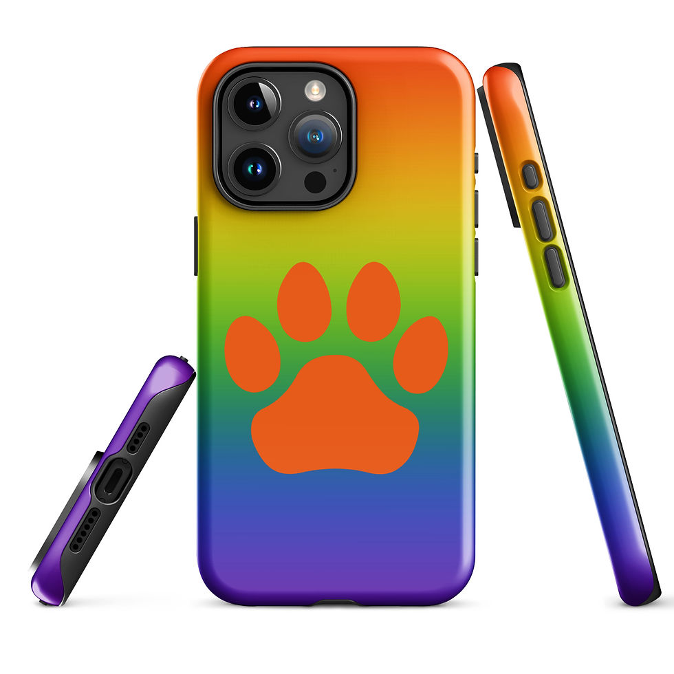 Thumbnail: Tough Case for iPhone® Pawprint with Bright Rainbow Background