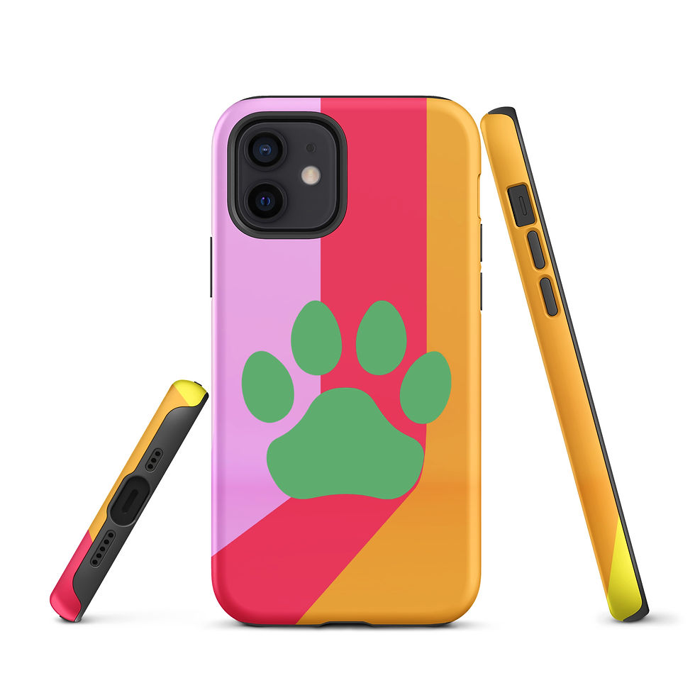 Thumbnail: Tough Case for iPhone® Paw Print with Retro Angle Background