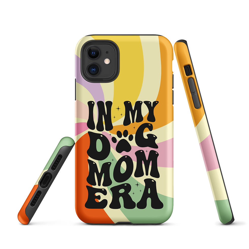 Thumbnail: Tough Case for iPhone® In my Dog Mom Era Retro Swirl Background