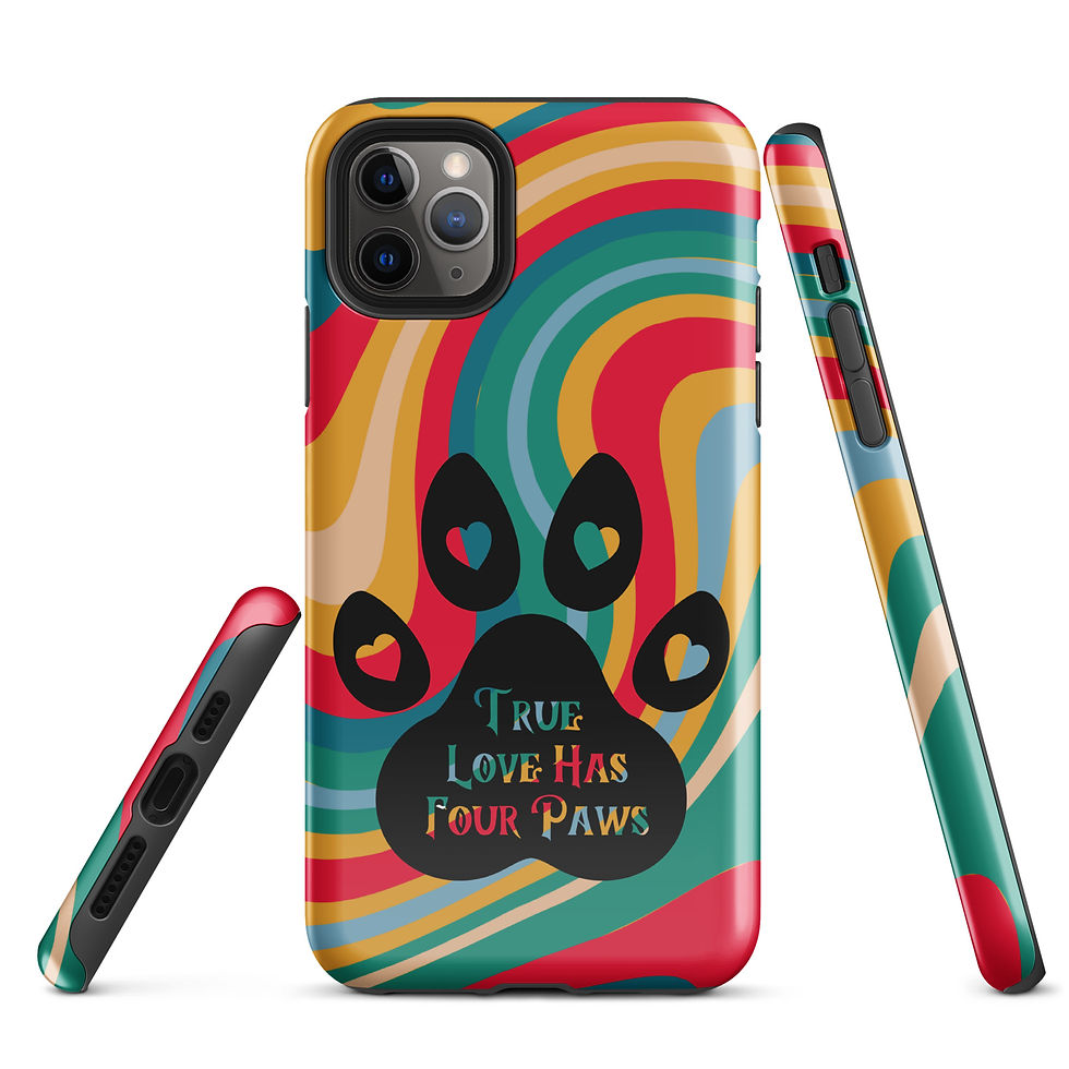 Thumbnail: Tough Case for iPhone® True Love Has Four Paws with Swirl Retro Background