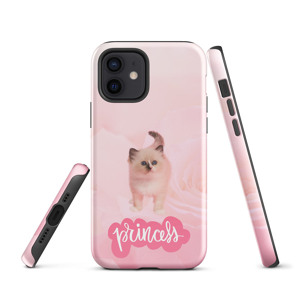 Thumbnail: Tough Case for iPhone® Kitten Princess with Pink Rose Background